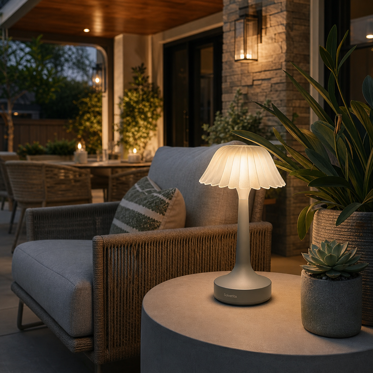 Solvetita Petal Dome Patio Lamp lifestyle usage image by Solvetita