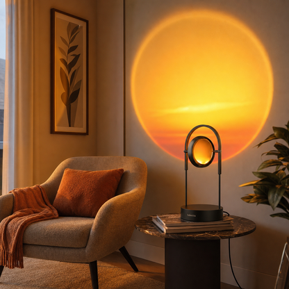 Solvetita Sunset Orbit Projection Lamp lifestyle usage image by Solvetita
